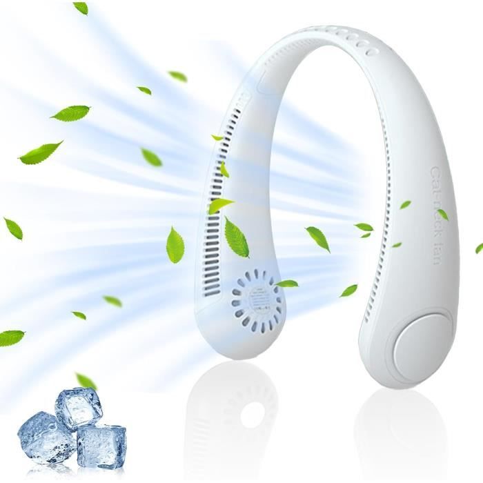 Ventilateur De Cou JISULIFE - 100 Vitesses, Batterie 5000mAh, Sans Lame, LED (Bleu)