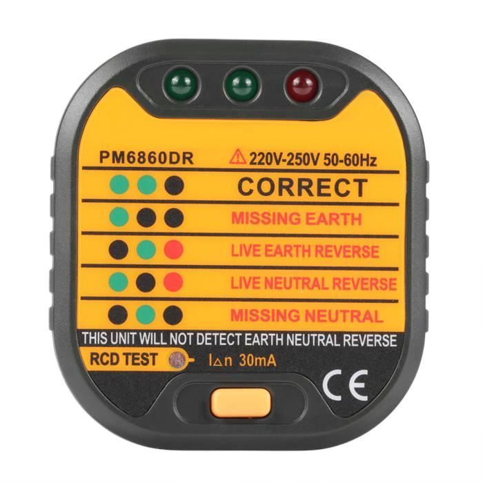 Testeur De Prise,Testeur De Circuit Electrique, Test 7 Conditions De