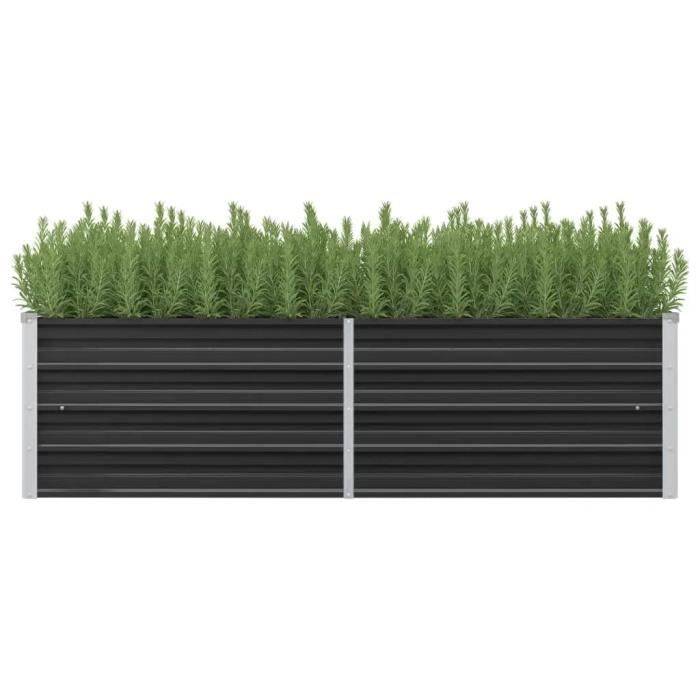 Lit De Jardin Surélevé 120x120cm Acier Galvanisé Anthracite - Grand Planteur Potager Extérieur