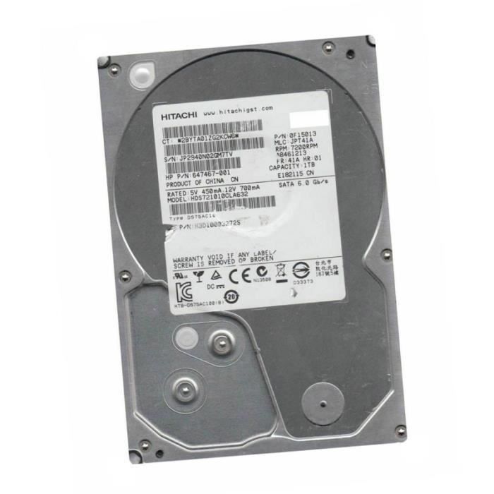 Disque Dur 1To SATA 3.5" Hitachi HDS721010CLA632 647467-001 0F15013 ...