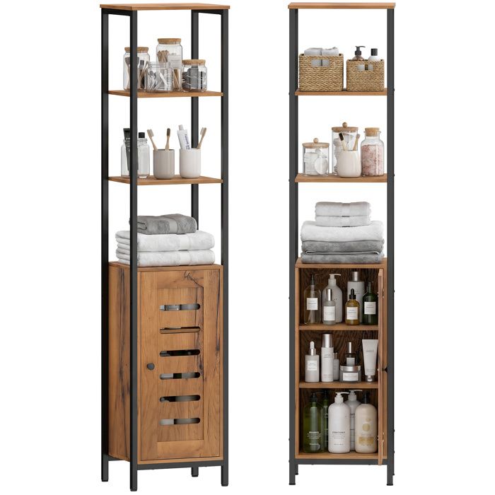 kleankin - Meuble colonne de salle de bain - Panneaux de particules - 37x30x167cm - Marron kleankin - Meuble colonne de salle de bain - Panneaux de particules - 37x30x167cm - Marron