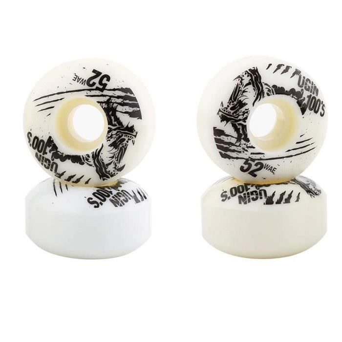 Lot De 4 Roues De Longboard 55mm 80A Blanches - Pour Skateboard Ou Cruiser - Dureté Moyenne Pour Un Bon Grip