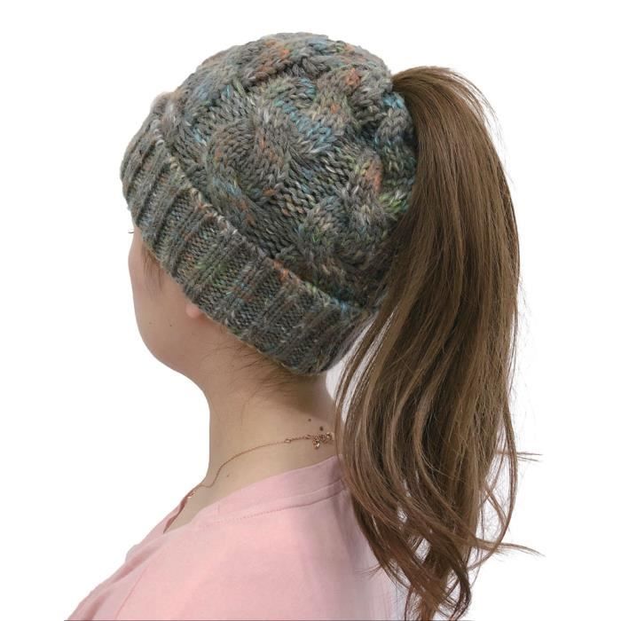 Bonnet D’hiver Avec Trou Pour Queue De Cheval – Chaud, Doux Et Stylé Pour Femmes & Filles