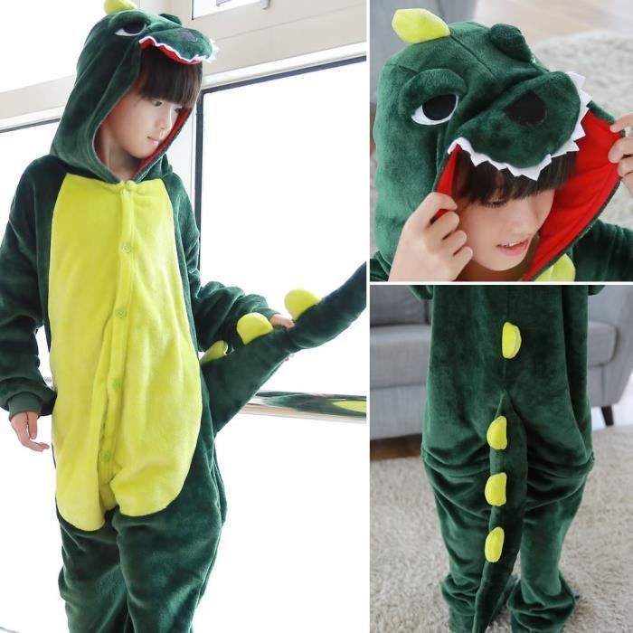Onesie pour garçons ou filles Dinosaure pelucheux Costumes Allinones avec queue pour enfants de 2-3 ans 