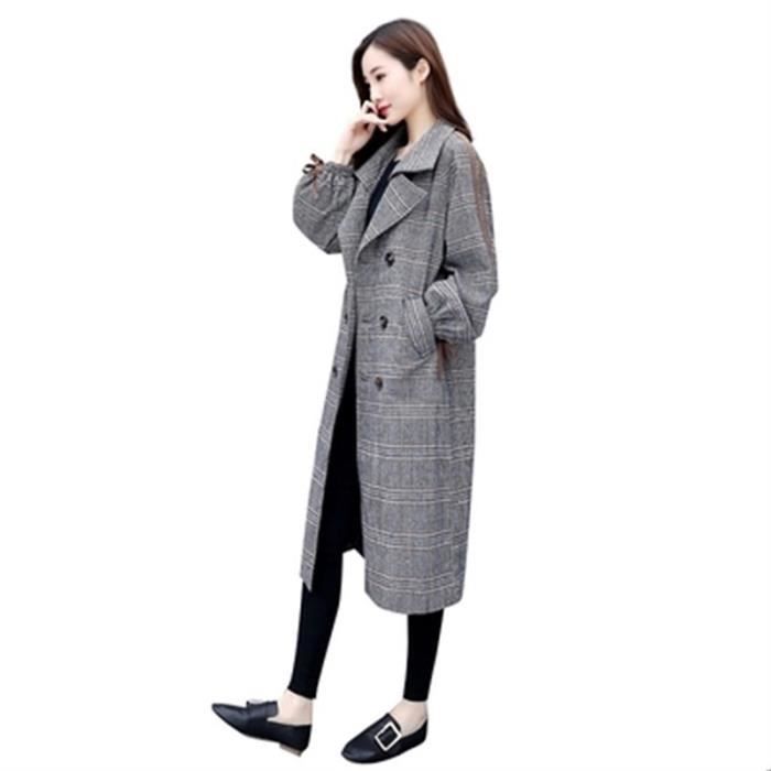 trench long a carreaux