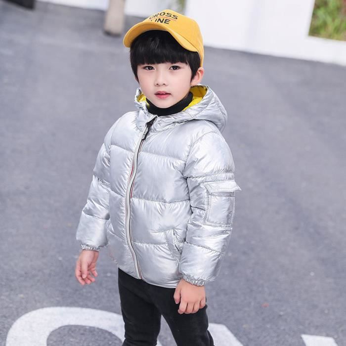 Doudoune enfant a capuche d hiver chaud plus de velours de Marque couleur brillant pour filles et garcons Argent Cdiscount Pret a Porter