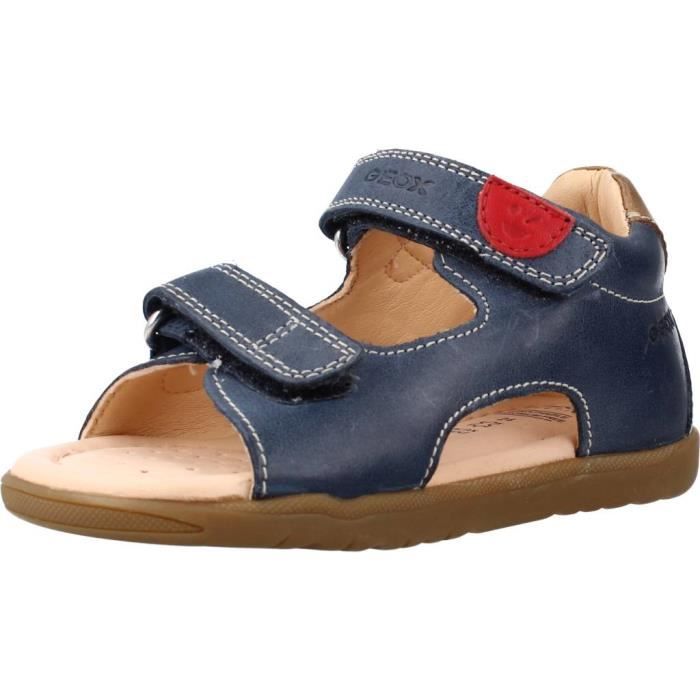 Sandales Premiers Pas Geox Pour Garçon - Cuir Ciré Et Velours - Semelle Respirante - Scratch - Taille Petit