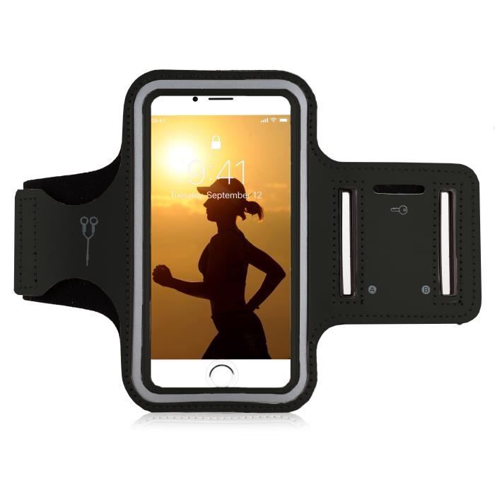 Armband Gris Sangle élastique réglable Porte téléphone léger pour Jogging MyGadget Brassard Sport pour Smartphone 5,1 Apple Android Samsung 