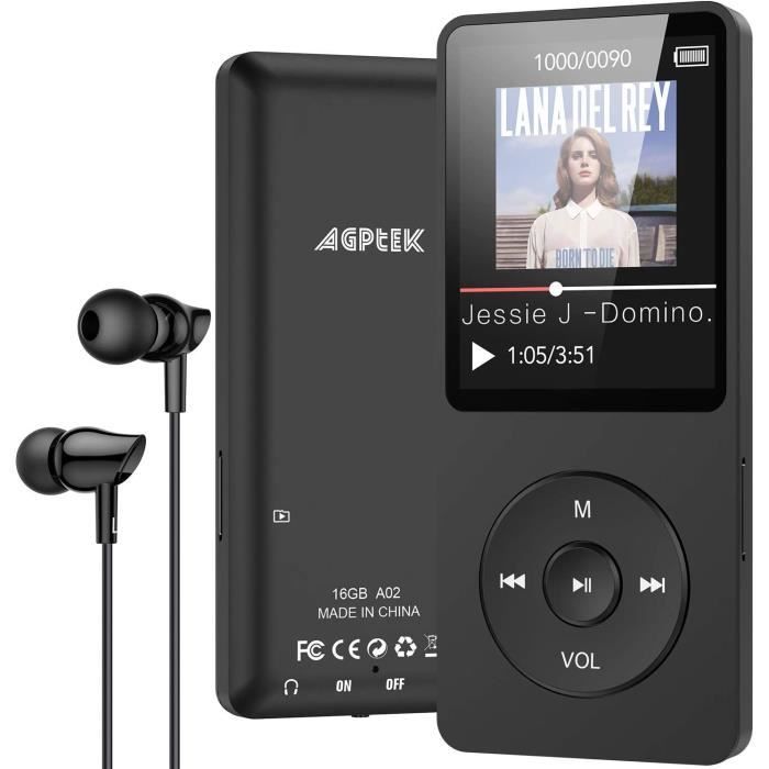 AGPTEK 16Go MP3 Bluetooth 5.0 Longue Autonomie, Lecteur Musique Sport HiFi  Écran 1.8'' TFT avec Podomètre, Radio FM, Enregistrement - Cdiscount TV Son  Photo