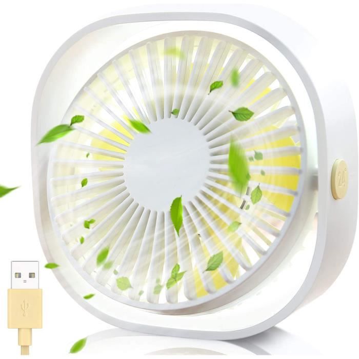 Mini Ventilateur USB Silencieux Portable 3 Vitesse Réglable pour Bureau Sport Voyage Alimenté par USB Blanc - Oem