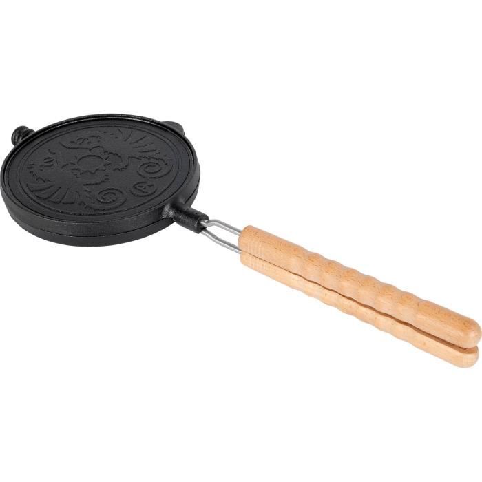 Gaufrier - PETROMAX - Réversible en fonte - Support inclus - Préparation gaufres salées et sucrées - Blanc