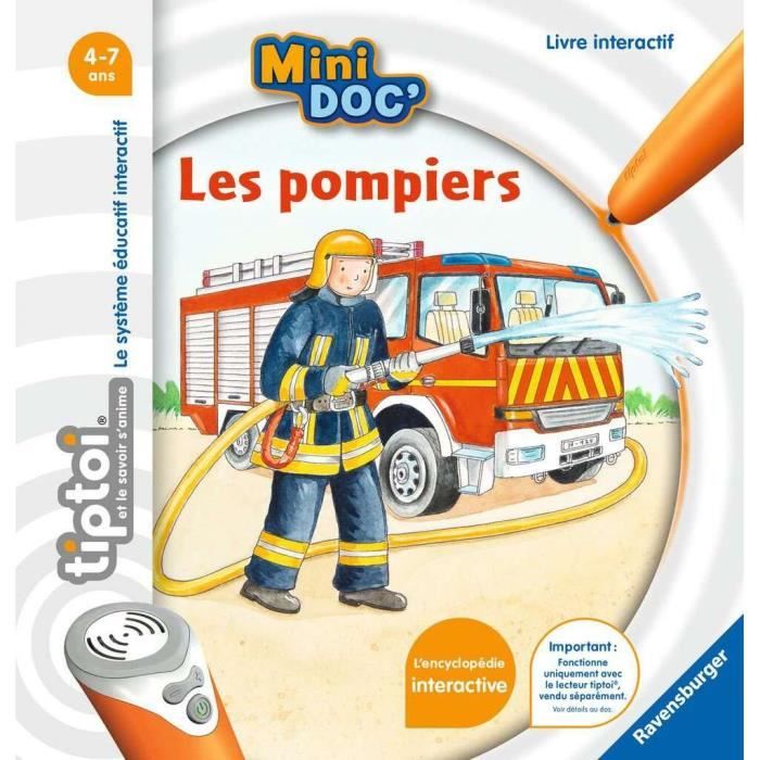 Livre interactif pour enfants sur les pompiers - Ravensburger Tiptoi -  Rouge/Noir - 4 ans et plus