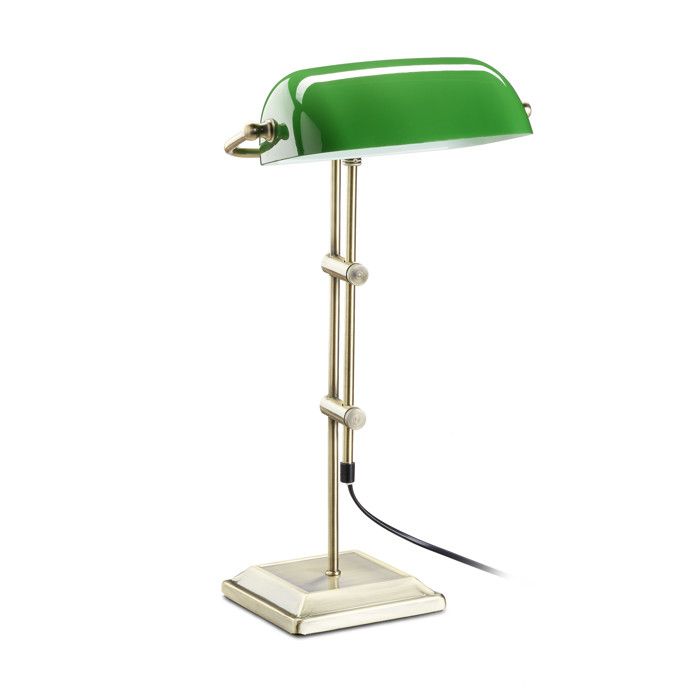 Relaxdays Lampe de banquier abat-jour vert bibliothèque rétro liseuse lecture métal verre HxlxP: 52 x 27 x 18 cm bronze