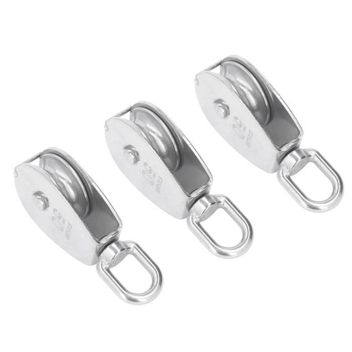 4 Poulies En Acier Inoxydable 304 - 20mm - Capacité 75kg - Pour Rideaux, Corde à Linge Ou Garage