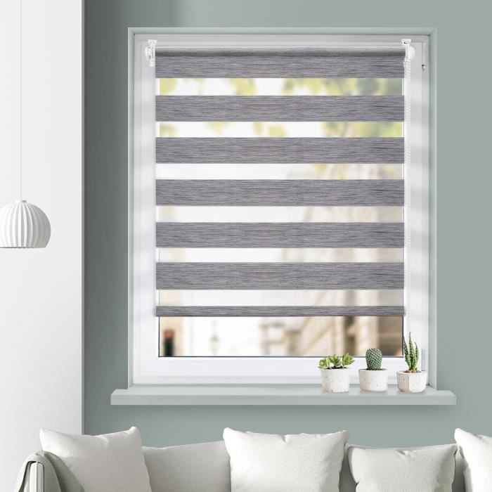 Store Enrouleur Jour/nuit Sur Mesure – Sans Perçage – 20 Couleurs – Largeur 30 à 129 Cm