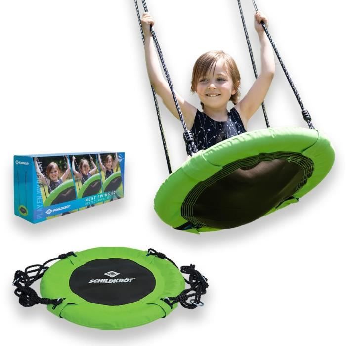 Balançoire SCHILDKRÖT Nid d'oiseau 60cm Plastique tressé Tubes en acier Réglable 70 150cm