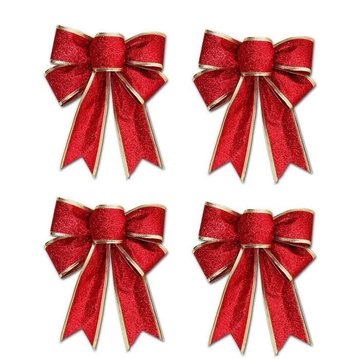2 x velours rouge des noeuds en ruban x 17 cm Large Cadeau de Noël Guirlande de décoration