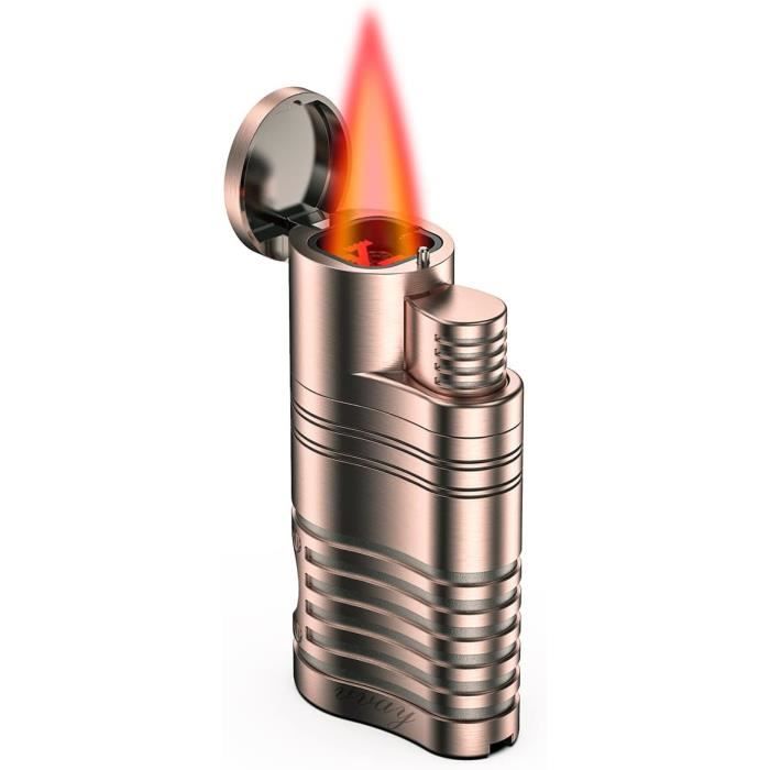 Briquet Tempête Rechargeable VVAY - Métal 7x3x1,5 Cm - Fenêtre Niveau Gaz - Sans Gaz