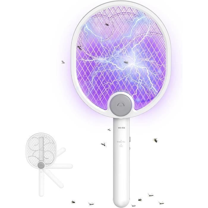 Raquette Électrique Insectes Diealles Shine 6 En 1 - 1200mAh USB Rechargeable Avec Rallonge Télescopique