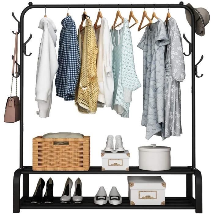 120×160×40cm Rétro Magasin De Vêtements Tringle à vêtements//Commodité Pratique Porte Manteau//Haute Qualité//Durable//Noir