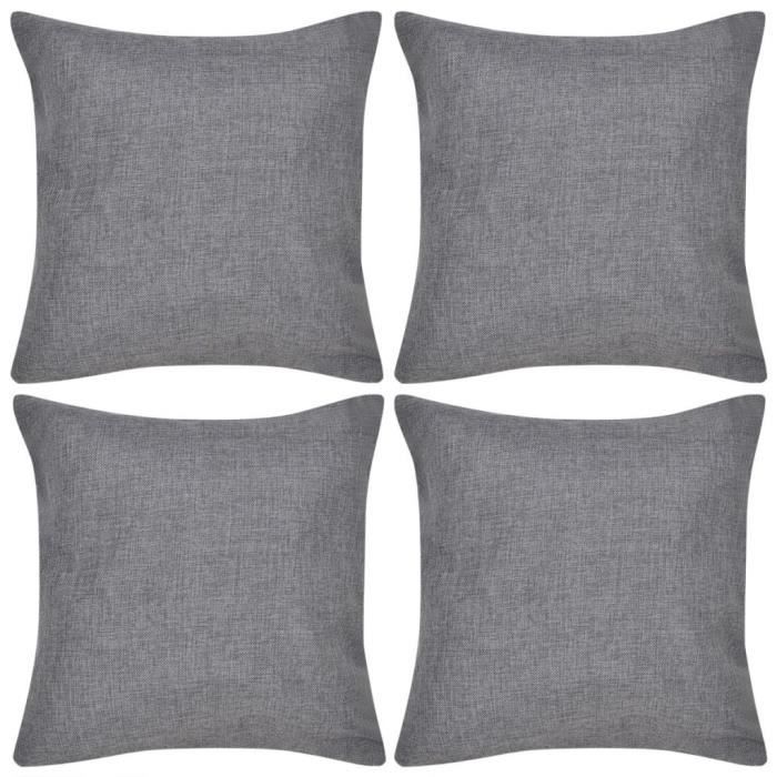 Housses de coussin 4 pcs Aspect de lin Anthracite 50x50 cm-LEF