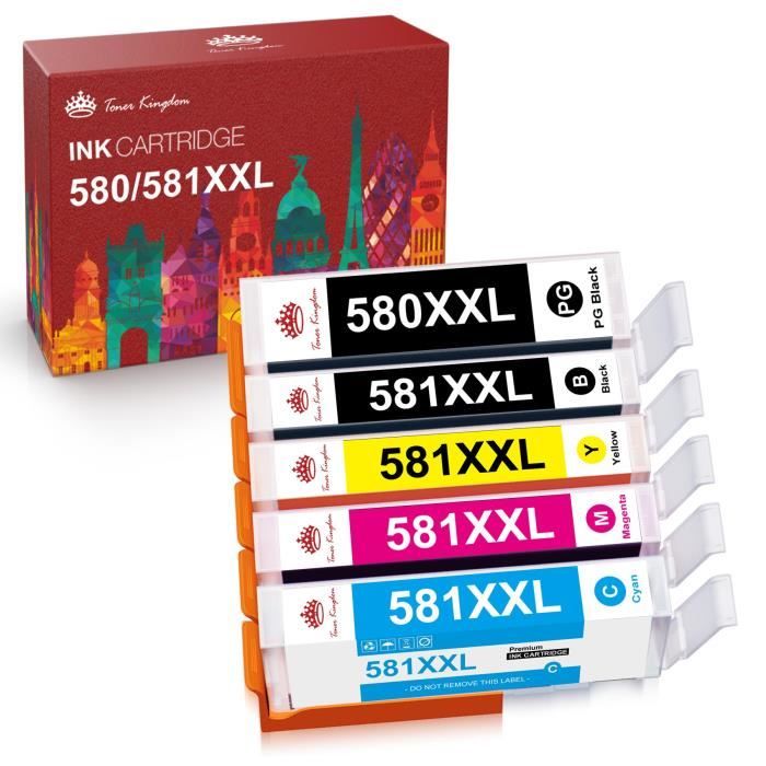 TONER KINGDOM 5 Cartouches encre Canon PGI-580 CLI-581 XXL Compatible ...