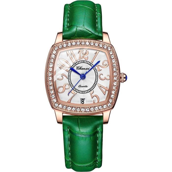 Montre Bracelet pour Femme, Montre à Quartz analogique Fashion pour Femme avec Bracelet en Cuir, Blue