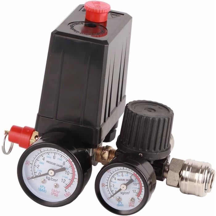 Pressostat Pour Compresseur D'air - Commutateur Vanne De Pression Avec Jauge, Neuf