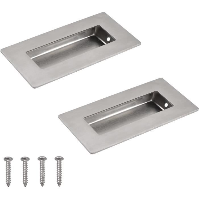 Lot De 4 Poignées De Porte Coulissante Rondes Encastrées En Acier