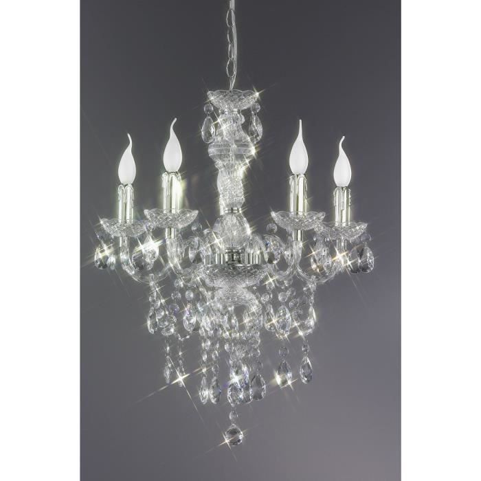 Lustre - TRIO - 5 Lampes - Transparent - E14 - Intérieur