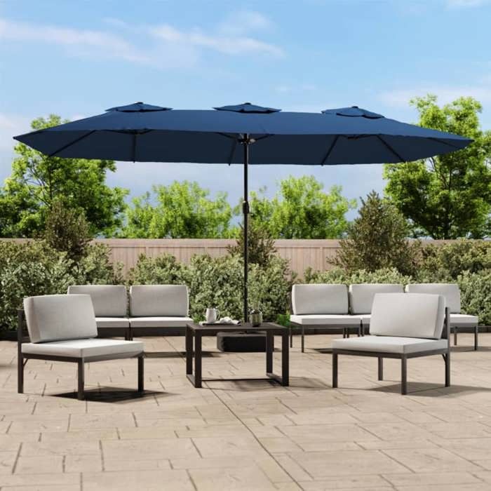 vidaXL Parasol de jardin LED 449x245 cm azuré - vue 2