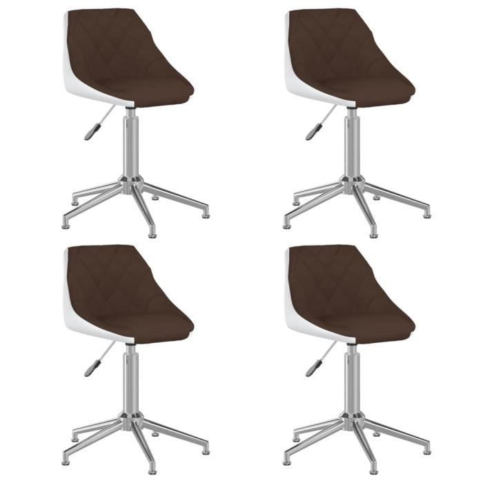 8624&jill's) soldes chaises à dîner - joli - pivotantes 4 pcs marron et blanc similicuir,46 x 44 x (67-82,5) cm - chaise de cuisine