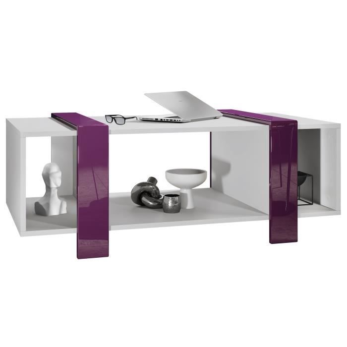Vladon Table basse Ida Table de salon caisson en blanc mat façades en Mûre haute brillance Vladon Table basse Ida Table de salon caisson en blanc mat façades en Mûre haute brillance