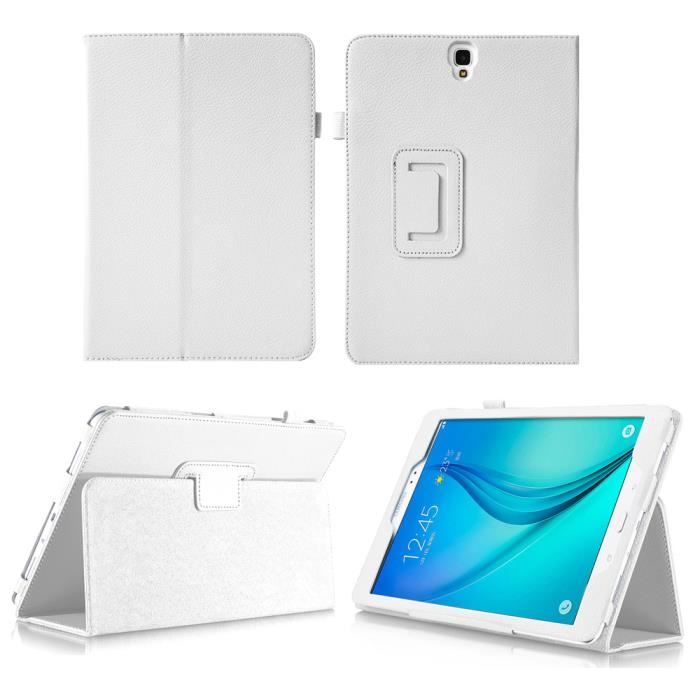 Samsung Galaxy Tab A 9.7 pouces Cuir Style blanc avec Stand - Etui coque  noire de protection tablette Samsung Galaxy Tab A 9.7 blanche - accessoires