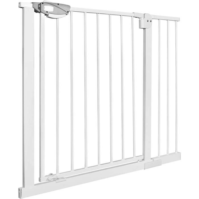 Barrière De Sécurité Enfant Extra Haute 92 Cm | Largeur Réglable 75-124 Cm, 3 Rallonges | Sans Perçage, Fermeture Automatique - 3