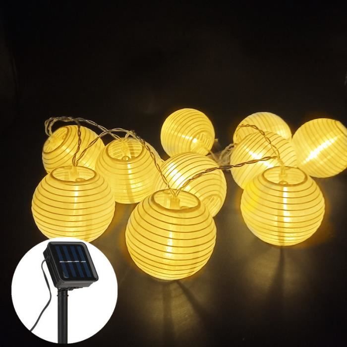 Guirlande Lumineuse Solaire LED 20 Lanternes IP65 Étanche - Décoration Jardin Fête Noël Blanc Chaud