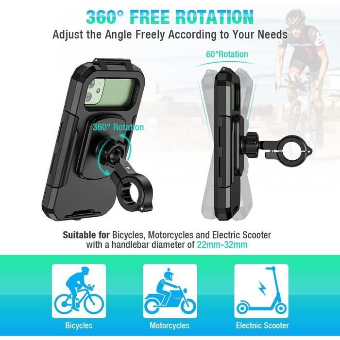 Support Téléphone Moto étanche Rotation à 360 AntiVibrations Support  Téléphone Vélo avec écran Tactile Sensible Porte Smartph 139 - Cdiscount  Téléphonie