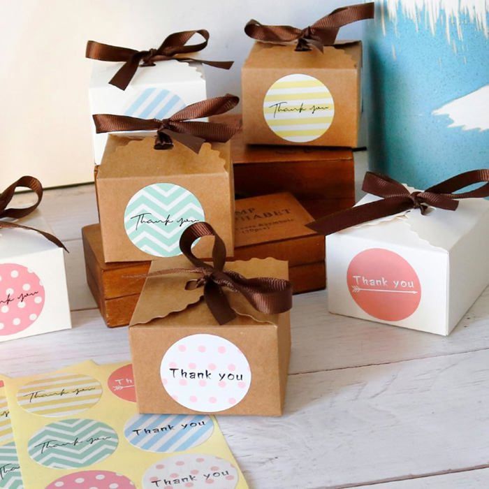 Sac Papier Mariage Enfant 20 Sacs Cadeaux Kraft Avec 48 Autocollants - Pochette Emballage Bonbons Anniversaire Mariage - 24x13x8 Cm Packaging Cadeau Enfant