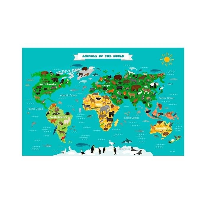 Puzzle Monde - Planisphère Magnétique Dinosaure - Jeu éducatif Enfant