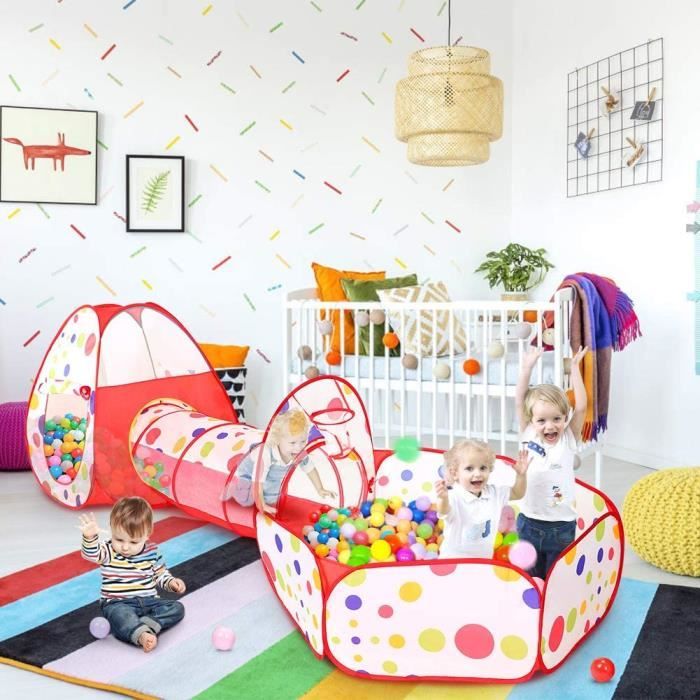 Tente De Jeu NUBUNI – Maison, Tunnel Et Piscine à Balles Pop-Up – Avec Sac De Rangement – Facile à Monter – Balles Non Incluses