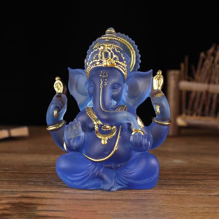 Statue Ganesh Bouddha Éléphant En Grès – Figurine Artisanale Fait Main 9,5 Cm
