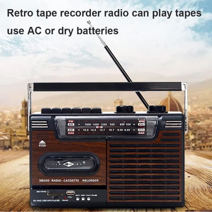 Lecteur Cassette Bluetooth Avec Casque - Walkman Rétro, FM, Inversion Automatique, Alimentation Piles Ou USB
