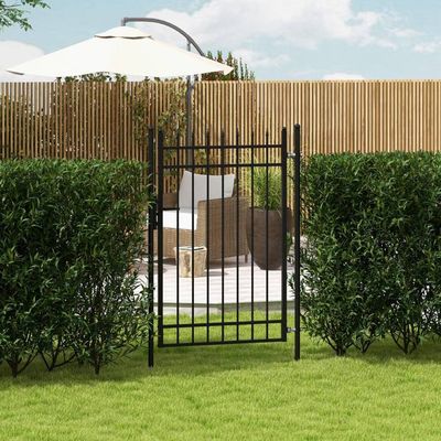 vidaXL Portillon Simple Porte avec Dessus à Pointe Portail de Jardin Porte de Jardin Barrière de Jardin Terrasse Patio Extérieur Acier 1x1,75 m Noir vidaXL Portillon Simple Porte avec Dessus à Pointe Portail de Jardin Porte de Jardin Barrière de Jardin Terrasse Patio Extérieur Acier 1x1,75 m Noir