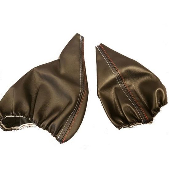 Soufflet En Cuir écologique Noir Avec Double Couture Noir Et