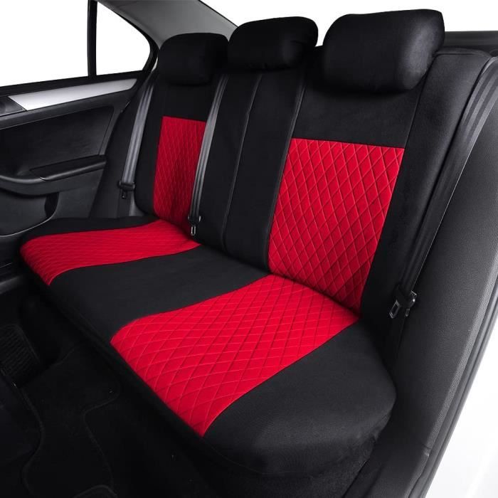 Housses De Siège Auto Toyoun - 2 Sièges Avant Similicuir | Rouge & Noir - Universel & Anti-Tâche