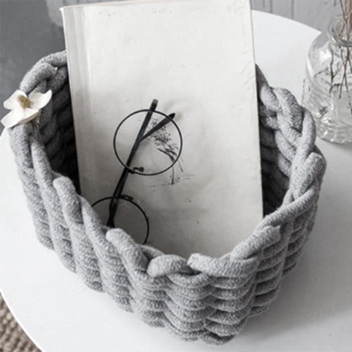 LA JOLIE MUSE Panier De Rangement En Corde - Carré Avec Poignée - Pour Jouets, Couches, Serviettes - Bleu Nuit