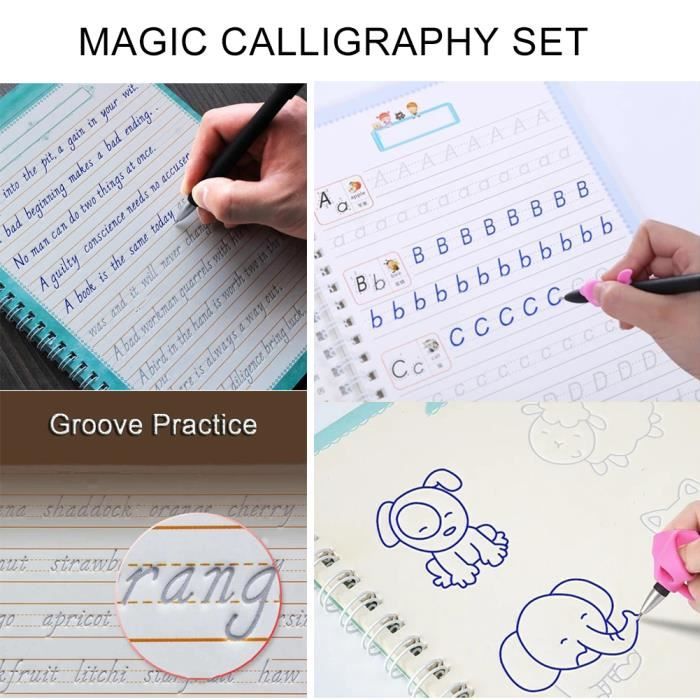 Set De 4 Cahiers D'Écriture Réutilisables Pour Enfants - Apprentissage Lettres, Chiffres Et Dessin Avec Stylo Magique