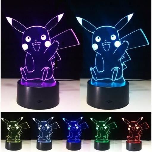 Alarme Pokemon Pikachu LED scintillante pour enfants, décoration