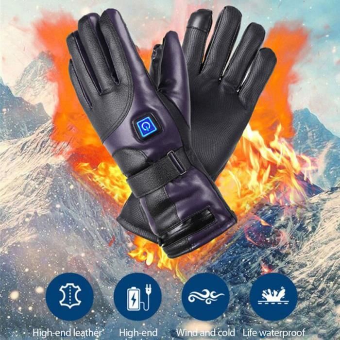 Gants chauffants pour hommes femmes gants de ski électriques rechargeables  étanches à piles chauffe-mains en hiver 4000mAh