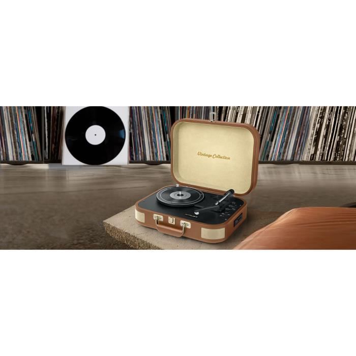Platine Vinyle Bluetooth et Lecteur CD - AUNA - 33/45/78 r/min - USB -  Tourne Disque Retro - Marron - Cdiscount TV Son Photo